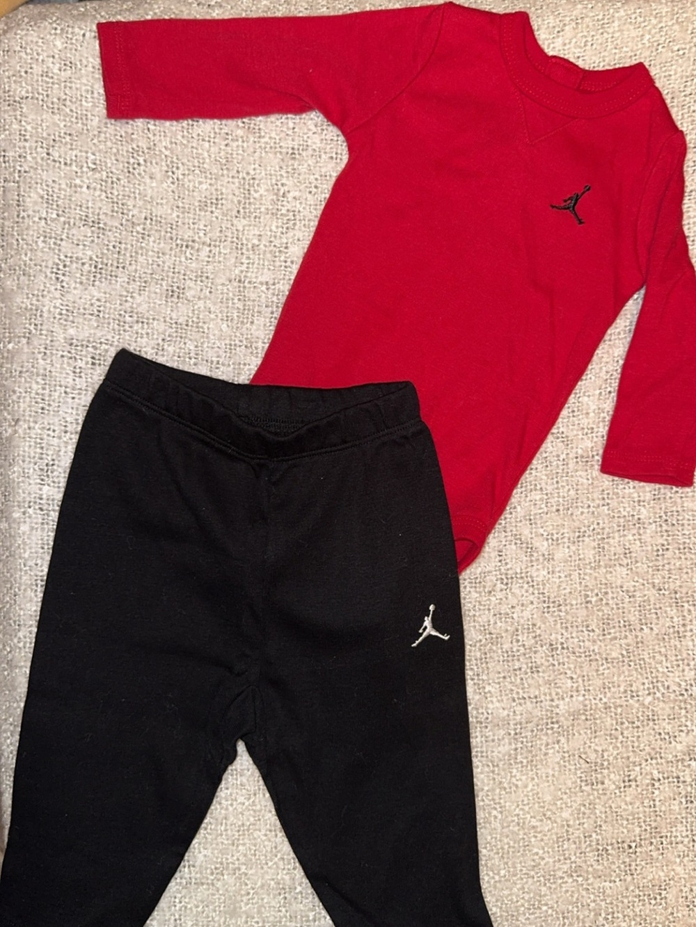 Jordan Kids Red Bodysuit with Black Logo Leggings
